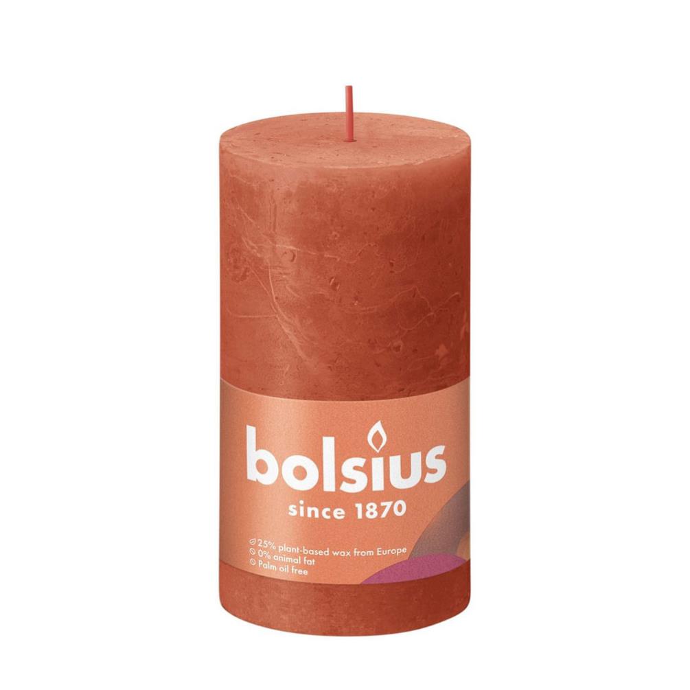 Bolsius Earthy Orange Rustic Shine Pillar Candle 13cm x 7cm £6.29